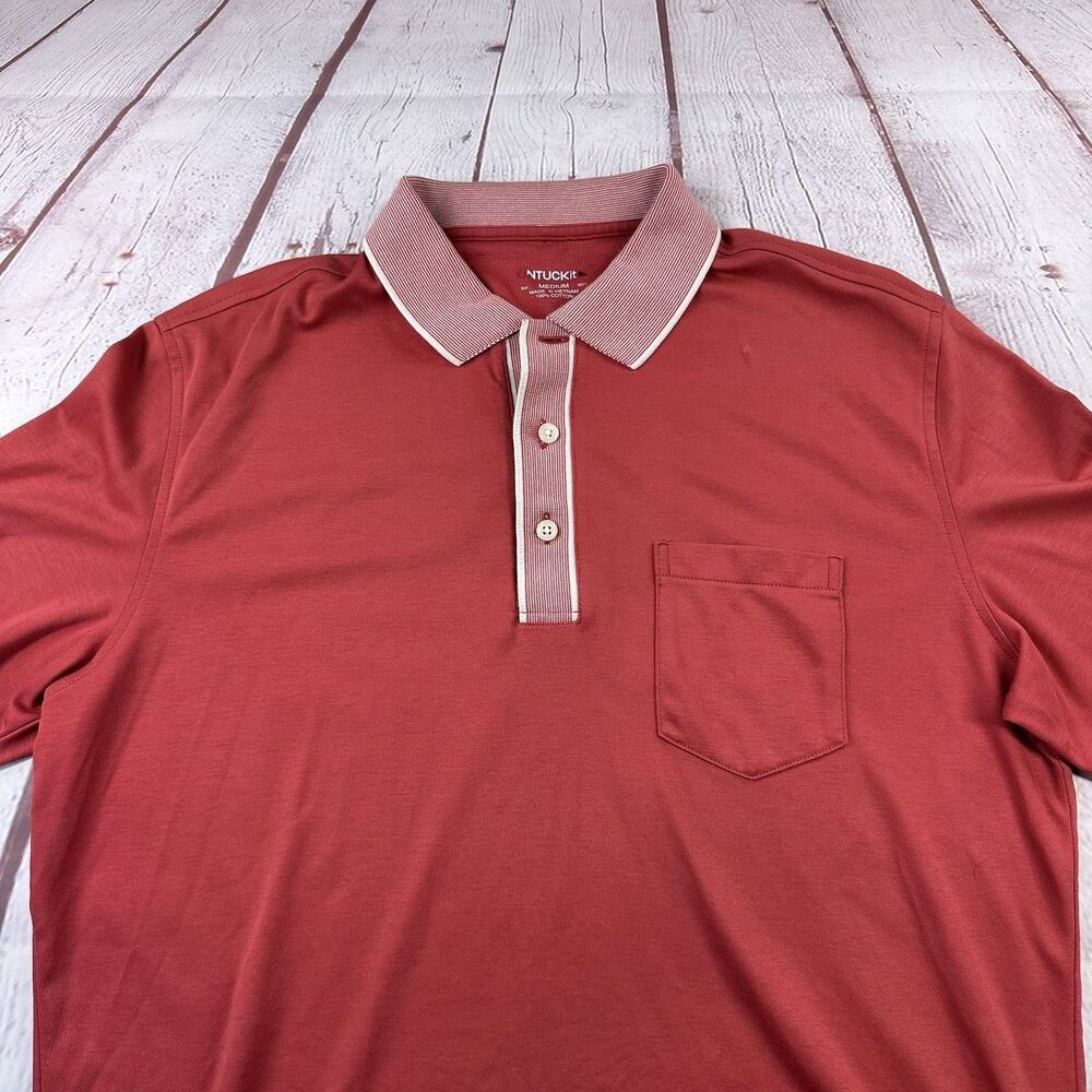 UntuckIt Mens Short Sleeve Red Cotton Polo Shirt Sz Medium